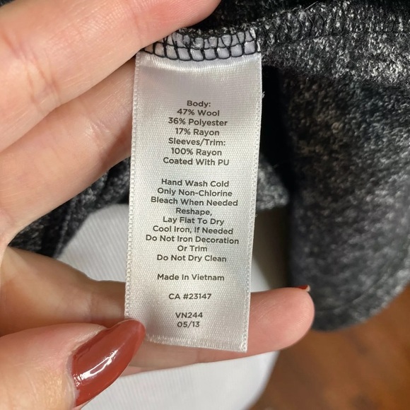 Talbots Wool Faux Leather Top Heathered Gray XL - Picture 9 of 9